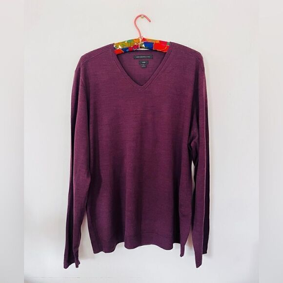 John varvados | maroon v-neck lightweight wool blend sweater | size XL - Picture 1 of 5